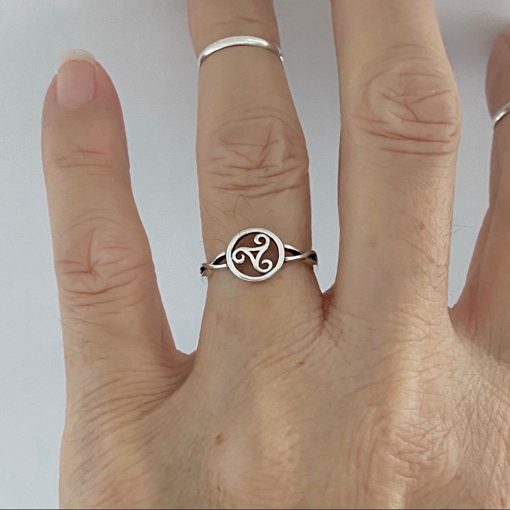 Sterling Silver Triskelion Celtic Ring, Triskele Ring, Silver Rings, Spirals
